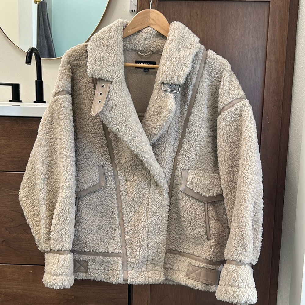 Lamarque Badu Faux Sherpa Biker Jacket